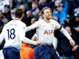 Tottenham Hotspur midfielder Christian Eriksen celebrates scoring against Leicester on February 10, 2019
