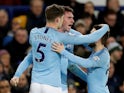 Manchester City celebrate taking the lead against Everton in the Premier League on February 6, 2019.