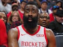 Houston Rockets' James Harden is surprised on February 6, 2019