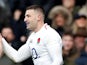 England wing Jonny May celebrates after scoring against France on February 10, 2019