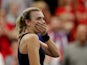 Katie Boulter in action for GB in the Fed Cup on February 8, 2019