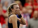 Katie Boulter in action for GB in the Fed Cup on February 8, 2019