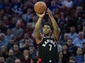 Toronto Raptors guard Kyle Lowry (7) shoots against the Philadelphia 76ers during the second quarter at Wells Fargo Center on February 6, 2019.