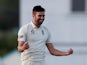England bowler Mark Wood celebrates taking a wicket during the third Test against West Indies on February 10, 2019