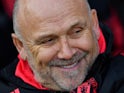 Manchester United assistant Mike Phelan watches on during his side's Premier League clash with Fulham on February 9, 2019