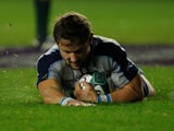 Scotland's Peter Horne scores a try in November 2019
