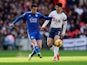 Leicester City's Ben Chilwell battles with Son Heung-min of Tottenham Hotspur in their Premier League clash on February 9, 2019