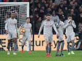 Liverpool players react to conceding against West Ham United on February 4, 2019