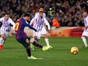 Lionel Messi opens the scoring from the penalty spot for Barcelona in their La Liga meeting with Real Valladolid on February 16, 2019