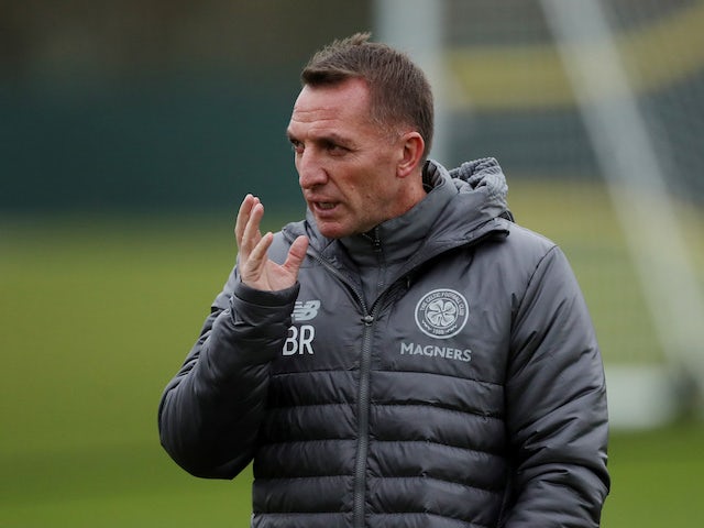 Brendan Rodgers takes a Celtic training session on February 13, 2019