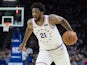 Philadelphia 76ers center Joel Embiid (21) dribbles against the Los Angeles Lakers during the third quarter at Wells Fargo Center