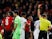 Manchester United midfielder Paul Pogba is shown a red card against PSG on February 12, 2019