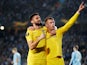 Olivier Giroud and Ross Barkley celebrate Chelsea's opening goal against Malmo in the Europa League on February 14, 2019.