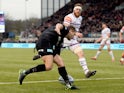 Saracens' Richard Wigglesworth scores their first try against Leicester Tigers on February 16, 2019