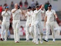 England players celebrate after winning the third Test against West Indies on February 12, 2019