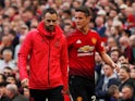 Manchester United midfielder Ander Herrera is forced off with an injury against Liverpool on February 24, 2019