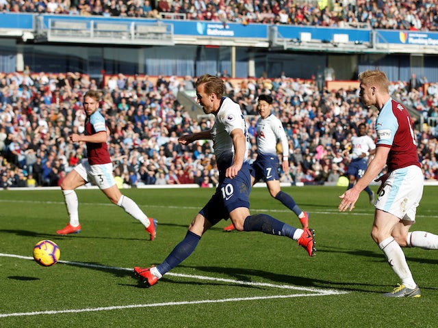 Tottenham Hotspur striker Harry Kane scores against Burnley on February 23, 2019