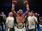 Chris Eubank Jr celebrates his points win over Jame DeGale on February 23, 2019s