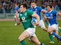 Ireland's Jacob Stockdale in action against Italy on February 24, 2019