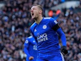 Leicester City's Jamie Vardy reacts on February 10, 2019