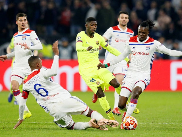 Barcelona's Ousmane Dembele in action against Lyon in their Champions League clash on February 19, 2019