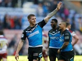 Hull FC's Marc Sneyd celebrates after beating Wigan Warriors on February 24, 2019