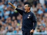 Chelsea manager Maurizio Sarri watches on during the EFL Cup final against Manchester City on February 24, 2019