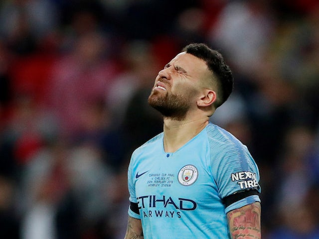 Manchester City defender Nicolas Otamendi in action during the EFL Cup final against Chelsea on February 24, 2019