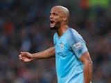 Manchester City defender Vincent Kompany in action during the EFL Cup final against Chelsea on February 24, 2019