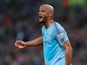 Manchester City defender Vincent Kompany in action during the EFL Cup final against Chelsea on February 24, 2019