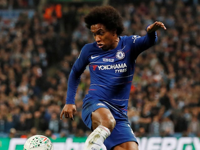 Chelsea forward Willian in action during the EFL Cup final against Manchester City on February 24, 2019