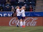 England forward Beth Mead (22) celebrates her goal with forward Ellen White (18) during the second half of a She Believes Cup women's soccer match against the Brazil at Talen Energy Stadium on February 27, 2019