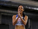 Katarina Johnson-Thompson reacts after the high jump on March 1, 2019