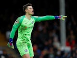Chelsea keeper Kepa Arrizabalaga gives orders during the Premier League game at Fulham on March 3, 2019