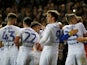 Leeds players celebrate after scoring against West Bromwich Albion on March 1, 2019
