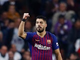 Barcelona's Luis Suarez celebrates scoring against Real Madrid in the Copa del Rey on February 27, 2019