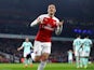 Arsenal midfielder Mesut Ozil celebrates after scoring against Bournemouth in the Premier League on February 27, 2019
