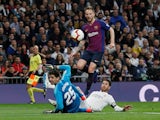 Barcelona's Ivan Rakitic scores the opening goal against Real Madrid in the Clasico on March 2, 2019