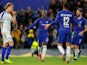 Callum Hudson-Odoi celebrates Chelsea's third goal of the game against Dynamo Kiev on March 7, 2019