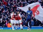 Granit Xhaka celebrates after opening the scoring for Arsenal in their Premier League meeting with Manchester United on March 9, 2019