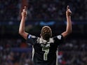 Ajax's David Neres celebrates scoring against Real Madrid in the Champions League on March 5, 2019