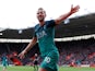 Tottenham Hotspur striker Harry Kane celebrates scoring against Southampton on March 9, 2019