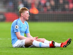 Manchester City's Kevin De Bruyne sits injured on March 2, 2019