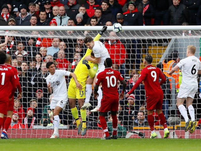 Burnley score direct from a corner in their Premier League match against Liverpool on March 10, 2019.