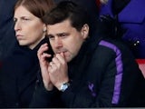 Spurs boss Mauricio Pochettino watches on from the stands on March 9, 2019