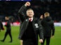 Manchester United manager Ole Gunnar Solskjaer celebrates after beating PSG on March 6, 2019