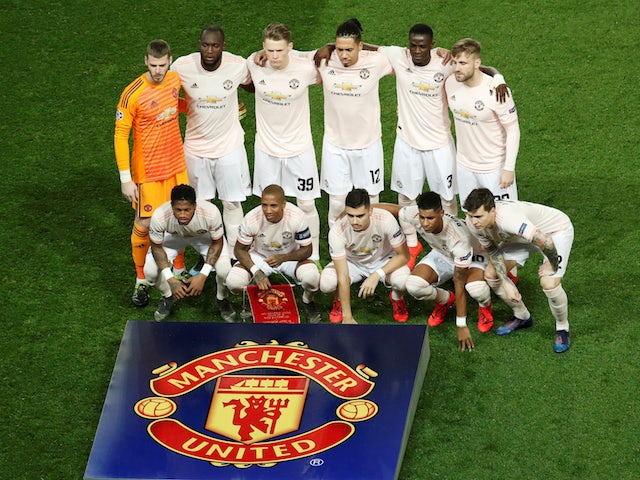 The Manchester United team is pictured ahead of their Champions League tie with PSG on March 6, 2019