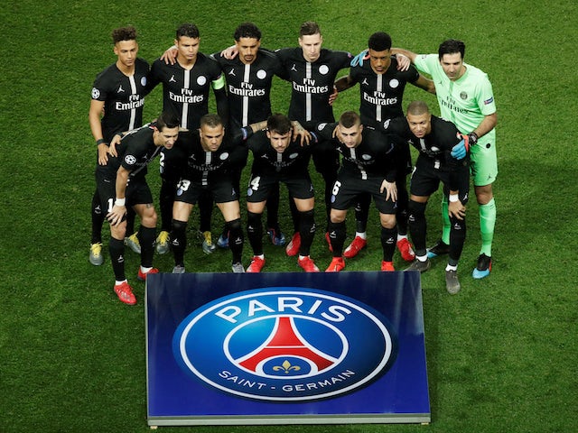 The Paris Saint-Germain team is pictured ahead of their Champions League tie with Manchester United on March 6, 2019