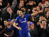 Pedro celebrates scoring for Chelsea against Dynamo Kiev in the Europa League on March 7, 2019