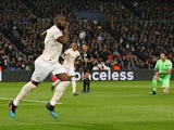 Manchester United striker Romelu Lukaku celebrates opening the scoring against Paris Saint-Germain on March 6, 2019